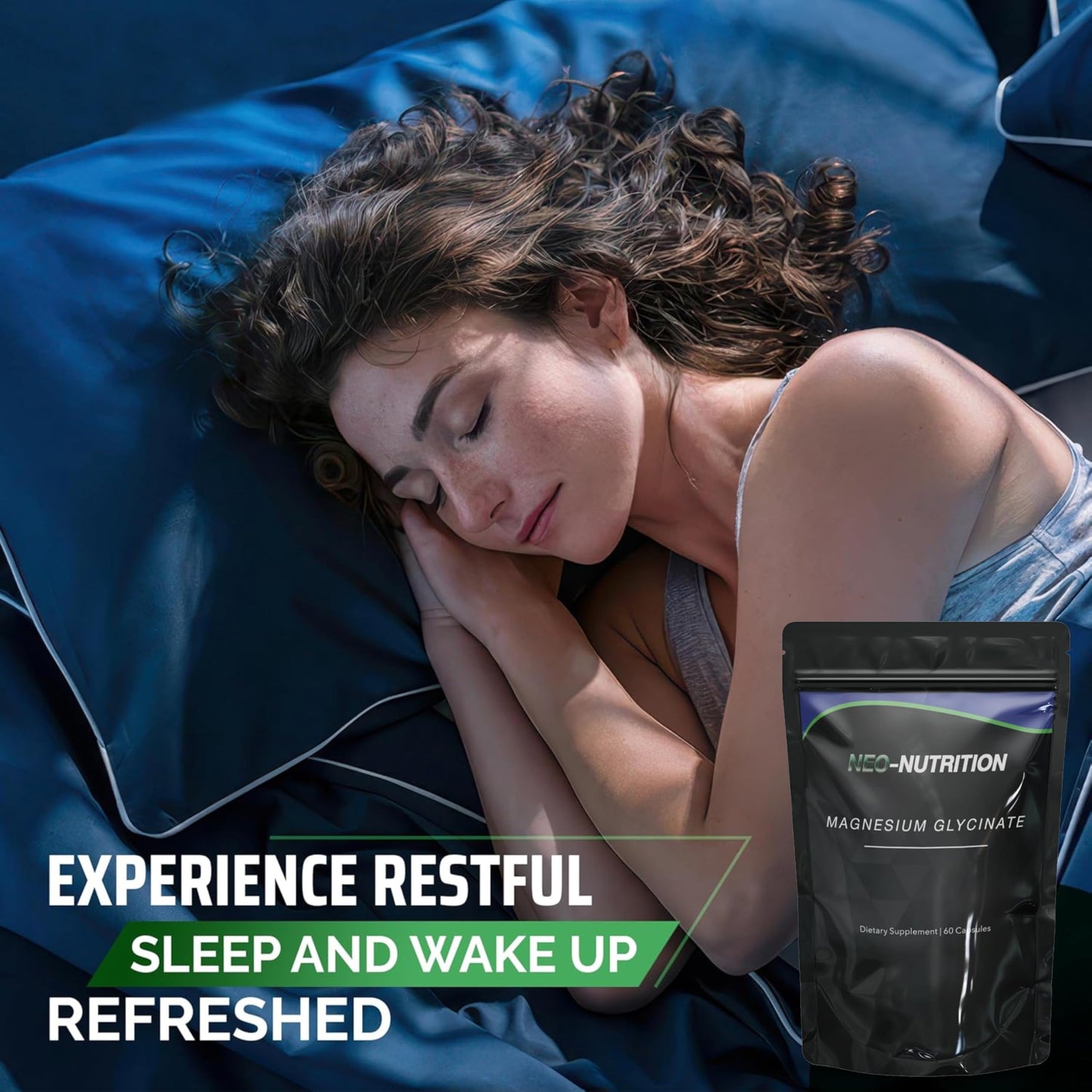 NEO-NUTRITION Magnesium Glycinate Supplement - 1000mg of Magnesium - 60 High Strength Capsules Providing 180mg Elemental Per Serving no fillers or Binders