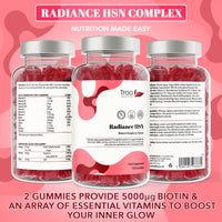 Troo Health Care Radiance HSN 150 Raspberry Flavour Gummies - Advanced Hair Skin & Nails Supplement for Men & Women - 13 Essential Nutrients Inlcuding Biotin