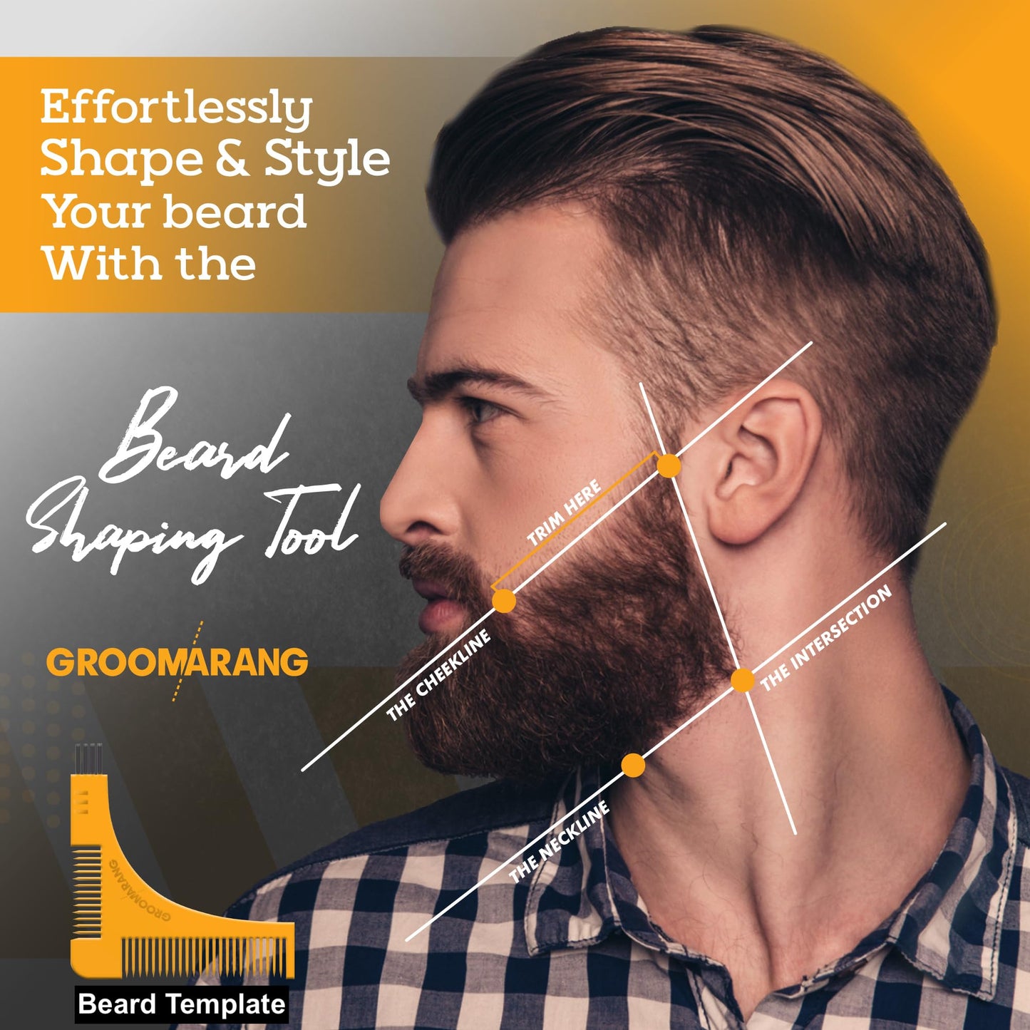 groomarang New Groomarang Beard Styling and Shaping Template Comb Tool Perfect Lines & Symmetry Shape Face Neck Line Fast And Easily.