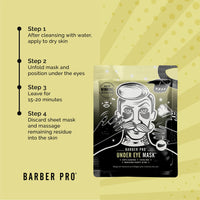 BARBER PRO UNDER EYE MASK Mens Eye Patches Activated Charcoal & Volcanic Ash Gel Pads Natural Anti-Ageing Skincare for Puffy Eyes Vegan Multi Award Winning Brand 3 Pairs