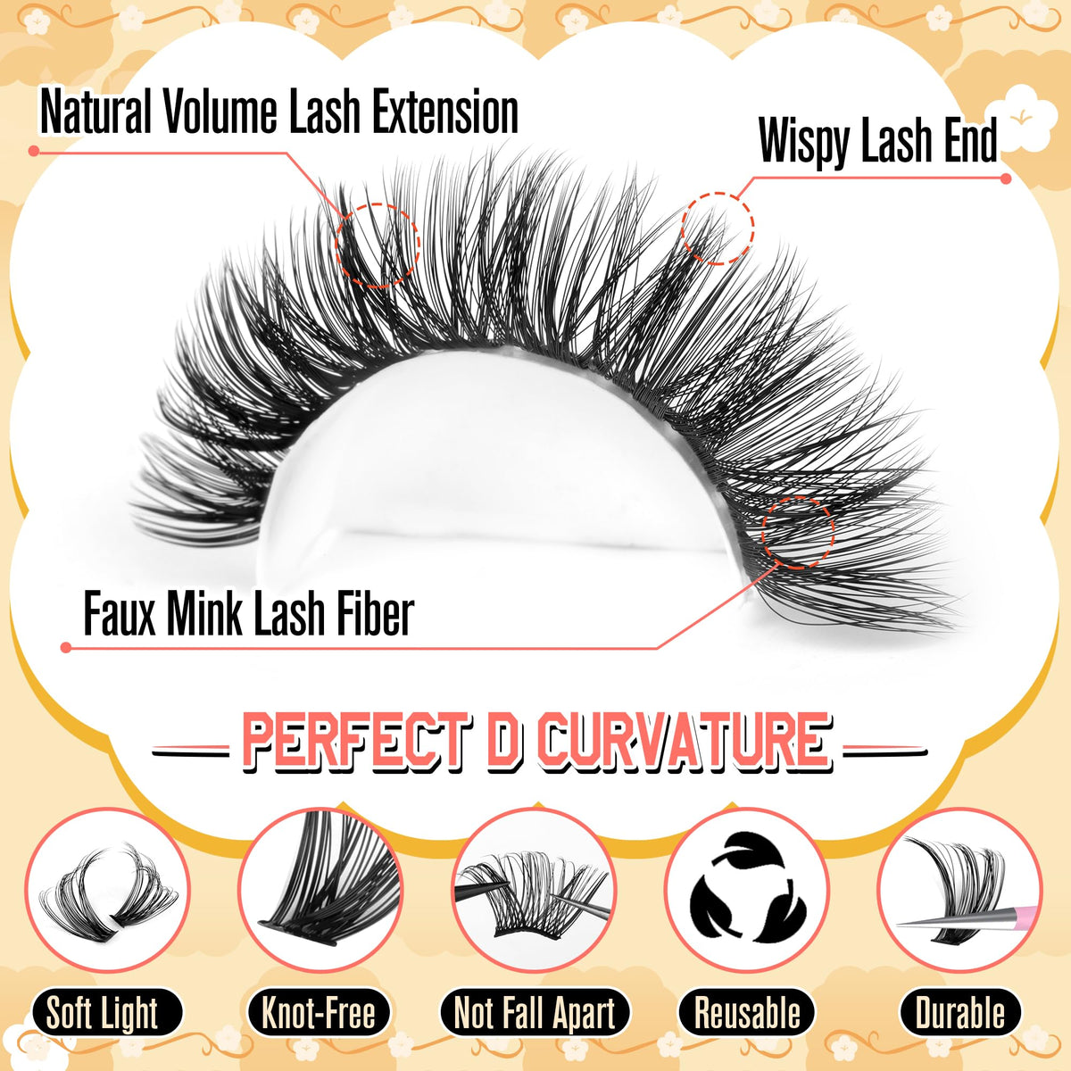 calphdiar Calphdiar Wispy Cluster Lashes D Curl Individual Eyelashes Natural Lash Clusters Fluffy Lashes Individual Cluster 476pcs Eye Lashes DIY Lash Extensions for Beginners(30+40+50+60+80+100D)
