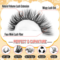 calphdiar Calphdiar Wispy Cluster Lashes D Curl Individual Eyelashes Natural Lash Clusters Fluffy Lashes Individual Cluster 476pcs Eye Lashes DIY Lash Extensions for Beginners(30+40+50+60+80+100D)