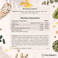 Horbäach Menopause Supplements for Women | Perimenopause & Menopause Support Complex | 180 Vegan Tablets - 6 Month Supply | with SOYA Isoflavones & Vitamin B6 | by Horbaach