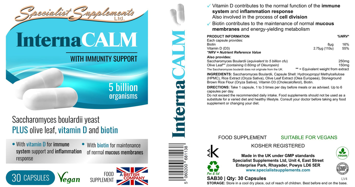 Specialist Supplements InternaCALM Probiotic Yeast 30 Capsules