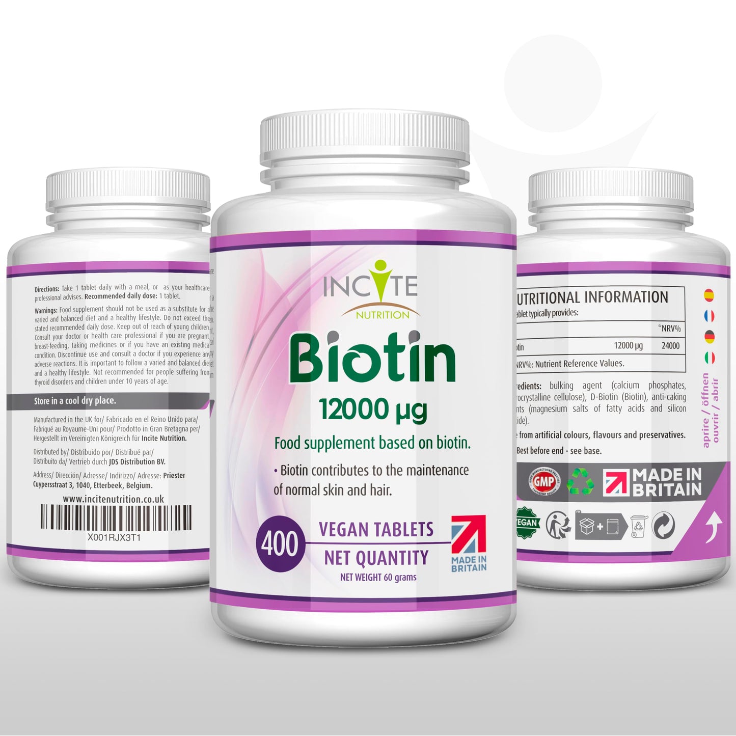 Biotin Hair Growth Supplement 12,000mcg - 400 Tiny 6mm Tablets (Full Year Plus Supply) - Biotin Hair Growth Tablets for Men & Women Biotin Tablets