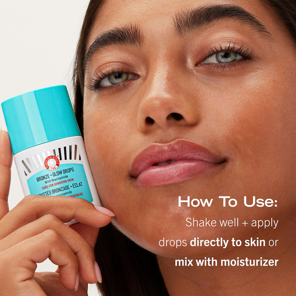 FIRST AID BEAUTY First Aid Beauty Bronze + Glow Drops with Niacinamide – Face Serum Helps Give an Instant Glow, Visibly Even Skin Tone + Blur Pores – Safe for Sensitive Skin – 30 mL