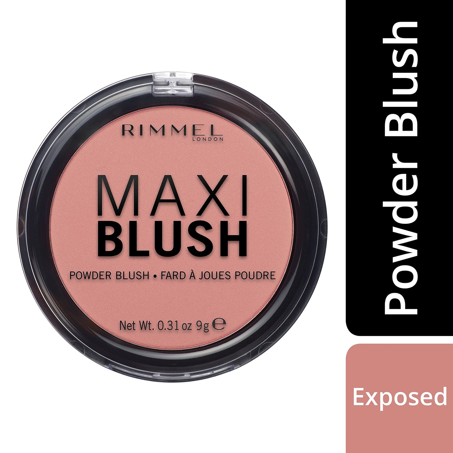 Rimmel London Maxi Blush Powder, Exposed, Long Lasting Pigmented Colour, Light Weight Formula, Easy To Blend and Buildable, 9g