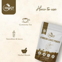 Holy Earth Gymnema/Gurmar Leaves Powder (Gymnema sylvestre) 100g/3.5 oz | 100% Natural, Gluten-Free, No Additives,
