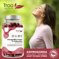 Troo Health Care Ashwagandha Gummies 1200mg - 60 Delicious Natural Raspberry Flavour Gummy Chewables - Ashwagandha Root Extract Supplement with 5% Withanolides - Vegan & Gluten-Free