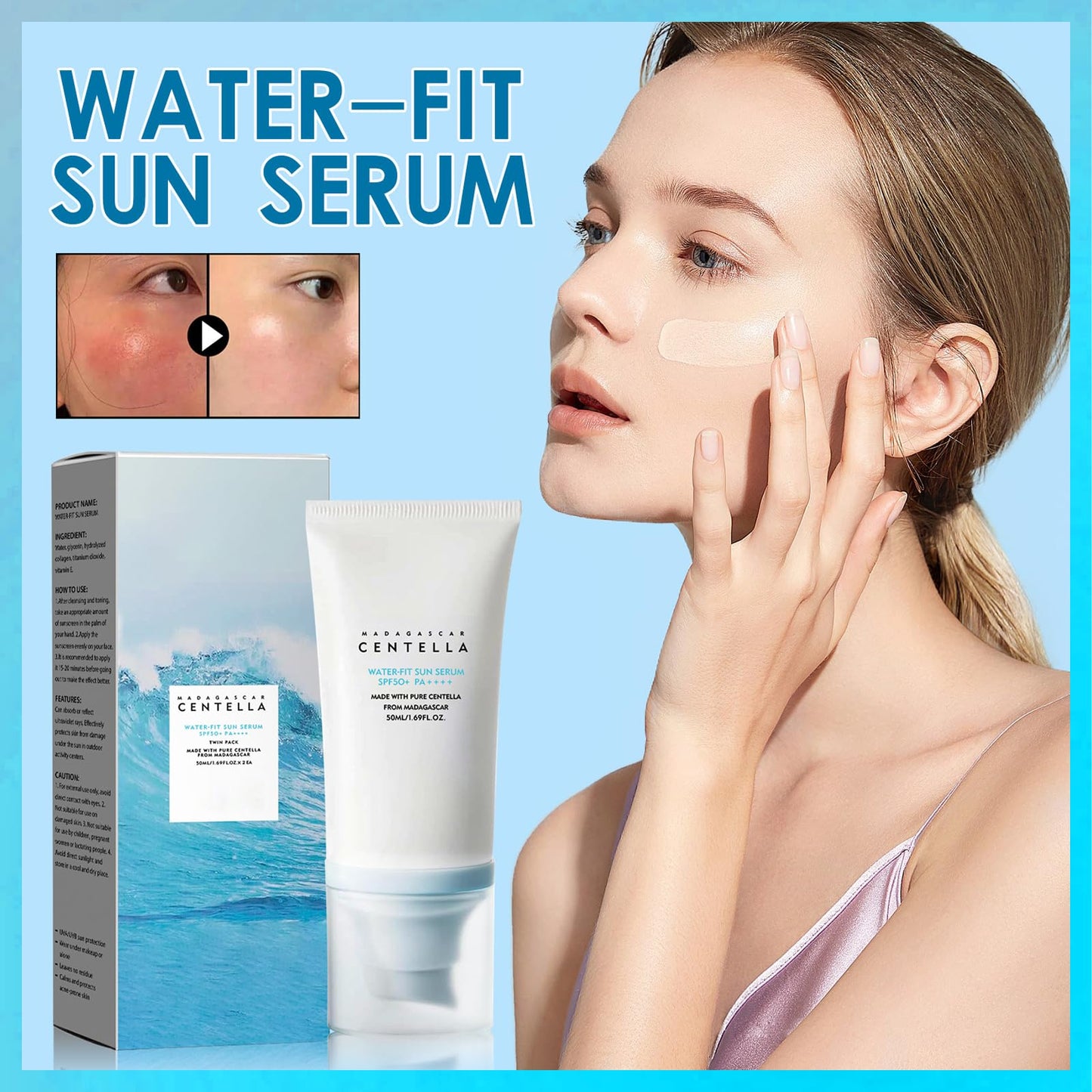 MINSHZEE PF 50 PA++++ Centella Asiatica Extract Sunscreen, Centella Asiatica Facial Moisturiser, Broad Spectrum UV Protection, Pure Plants, 50ml