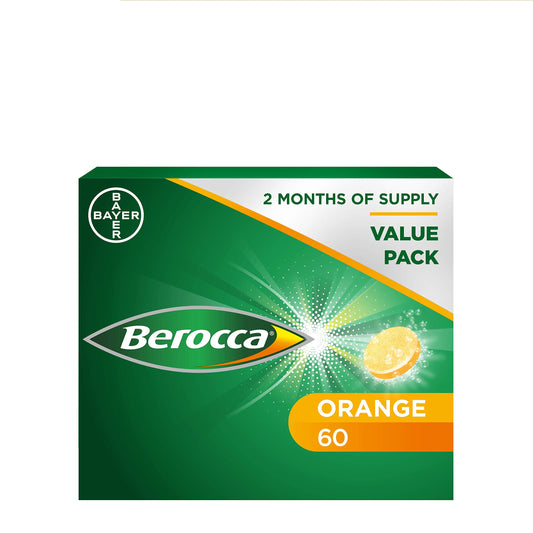 Berocca Energy Vitamin Tablets Orange Flavour, High Dose of Vitamin B Complex, Vitamin B12,60 Tablets (4 x 15)- 2 Months Supply(Packaging May Vary)
