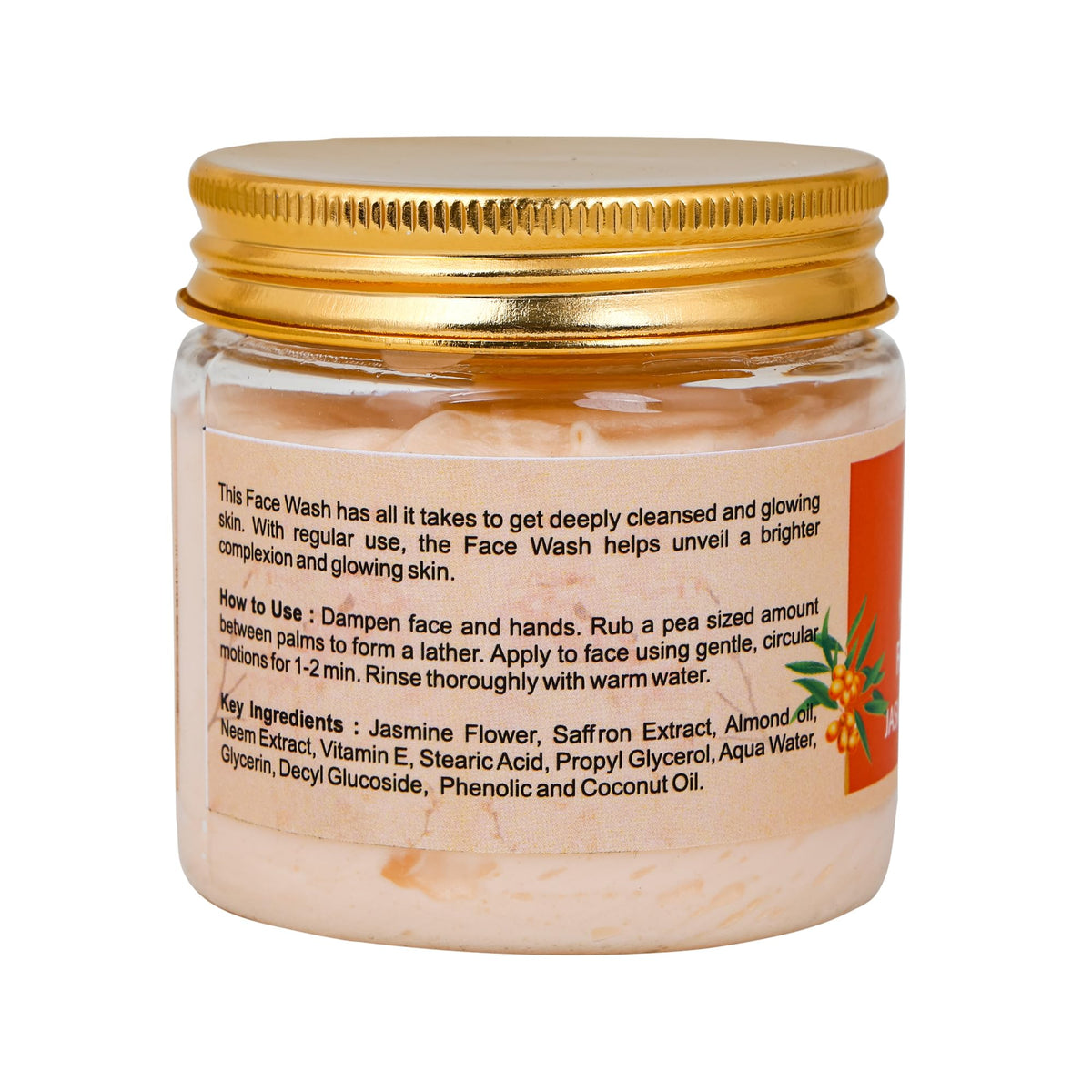 AATMANA Face Wash Jasmine & Saffron | Hydrating Face Wash for Sensitive Skin, Removes Makeup & Gently Cleanses Without Over Drying -100 Grams