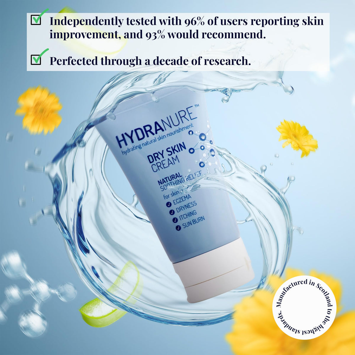 HYDRANURE HydraNure Natural Organic Eczema Cream & Treatment for Babies & Adults-Cools Soothes Repairs & Protects Baby's Skin by Parents for Baby Eczema & Dry Itchy Skin Adult Eczema Psoriasis Sunburn (40ml)