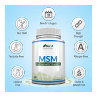 MSM 1200mg - 180 Capsules - 3 Month Supply - Methylsulfonylmethanethane with Added Vitamin C and Selenium - High Strength MSM