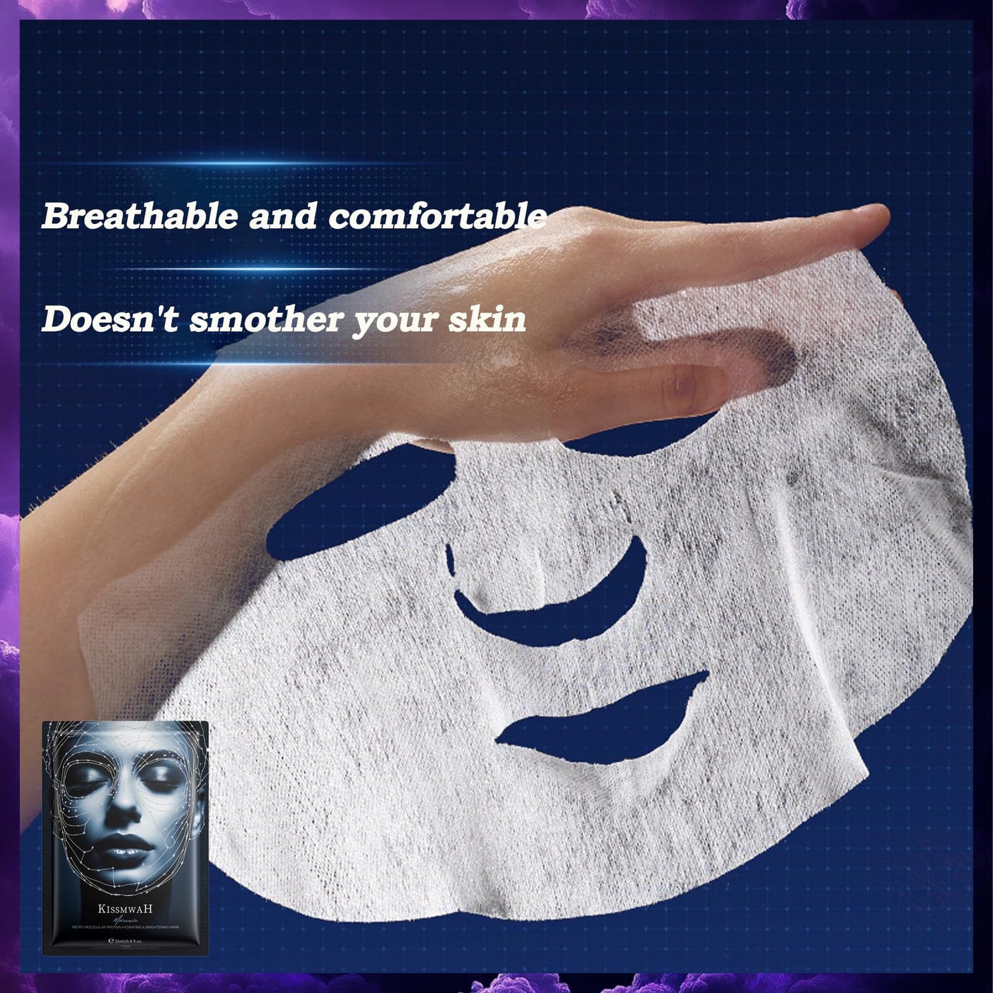 Micro Molecular Protein Hydrating Translucent Deep Moisturizing Mask, Makeup Base After Sun Repair Daily Care Mask for Moisturizing Dry Skin (5 pieces)