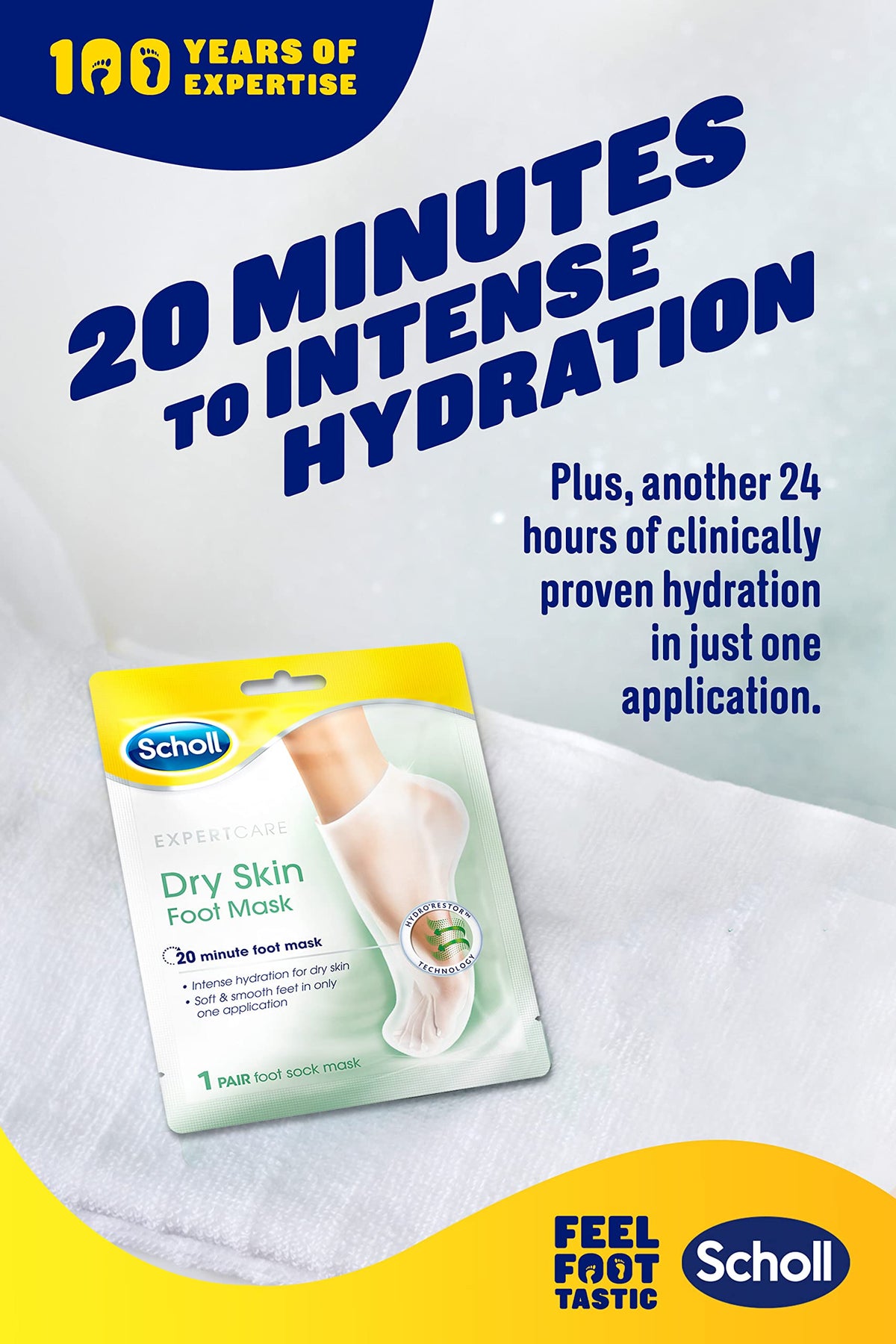 Dr. Scholl's Scholl Expertare Dry Skin Foot Mask - Nourishing Foot Mask with Coconut Oil, Urea, and Shea Butter - Up To 24-Hour Moisture for Dry Foot Skin - 6 Pairs of Foot Mask Socks