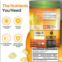 VitaPremium Vitamin D 4,000 IU Gel Capsules, High Strength Vitamin D3 Supplement, 365 Easy to Swallow Tablets - Full Year Supply