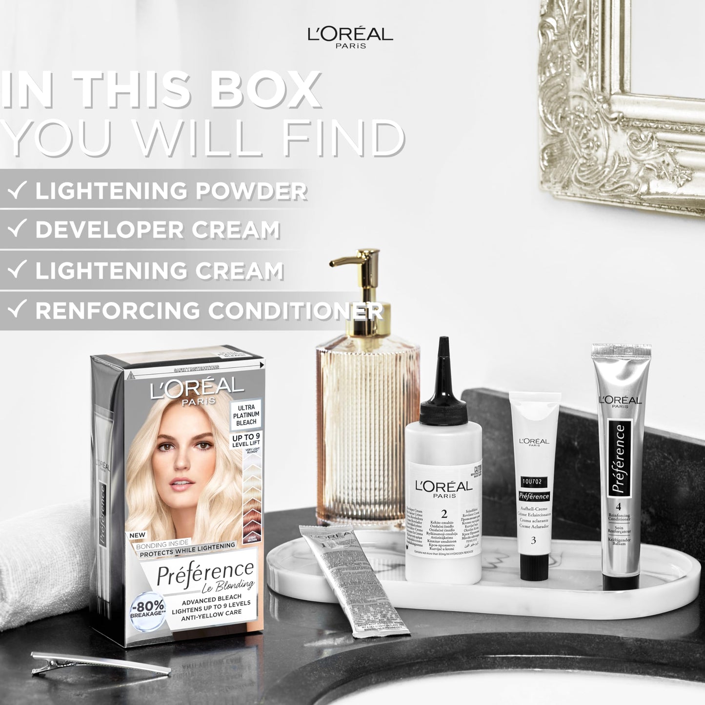 L'Oreal Paris Preference Hair Dye, Luminous Permanent Rich Hair Colour, Long Lasting Brilliance, Achieve Radiant, Salon-Inspired Results, Shade: Extreme Platinum