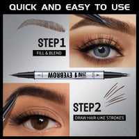 Oruagmel Eyebrow Pencil, Microblading Eyebrow Pen, 2-In-1 Dual-Ended Eye Brow Pencil with 2 Fork Tip & Precise Brush, Create Natural Hair-Like Brows, Waterproof, Last All Day, Shaping, Defined (Dark Brown)