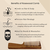 THE Unltd India Sheesham Wood Comb | Handmade Comb for Hair Care | Hair Comb for Detangling | Anti-Static | Fine Tooth Brush Best for Beard and Moustache