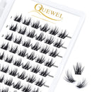 Cluster Lashes QUEWEL 72 Pcs Wide Stem Individual Lashes C/D Curl 8-16mm Length DIY Eyelash Extension False Eyelashes Soft for Personal Makeup Use at Home (Fluffy02-C-14)