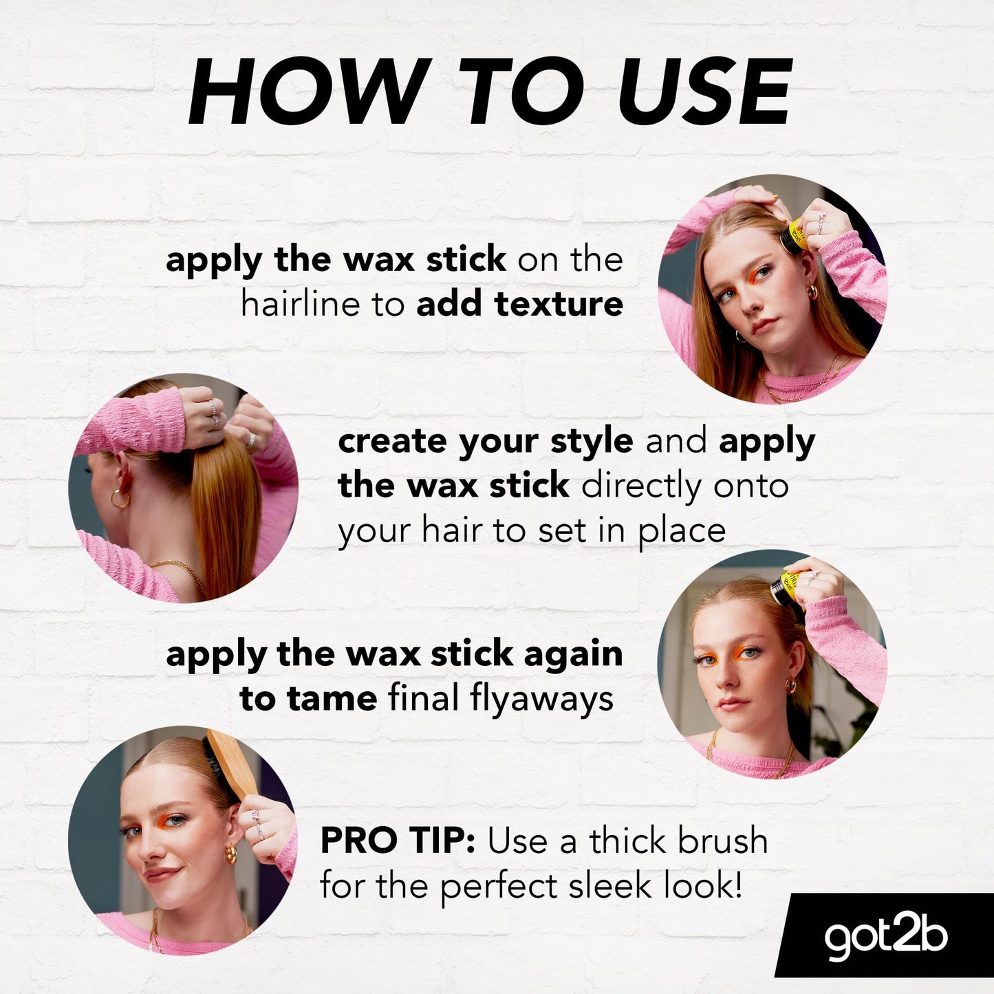 got2b Glued Wax Stick 50g, Long-Lasting Styling Wax Stick, Clear Hair Wax Stick for Slick Looks On the Go, Non-Greasy Hair Pomade to Tame Flyaways, Strong Hold, Vegan Formula*