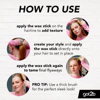 got2b Glued Wax Stick 50g, Long-Lasting Styling Wax Stick, Clear Hair Wax Stick for Slick Looks On the Go, Non-Greasy Hair Pomade to Tame Flyaways, Strong Hold, Vegan Formula*