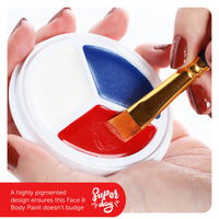 Funki Face & Body Paint Red, White & Blue Oil-Based Facepaint - Pot of Red, White and Blue Face & Body Paint - Perfect for Celebrations - Pack of 1 VE DAY COMMONWEALTH