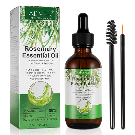Organic Rosemary Oil for Hair Growth, 60mlAdvanced Organic Rosemary Oil for Skin & Hair Care, Eyelashs, Eyebrows, Face, Body Massage Oil, Hair Loss Treatment,Improves Blood Circulation (60ml)