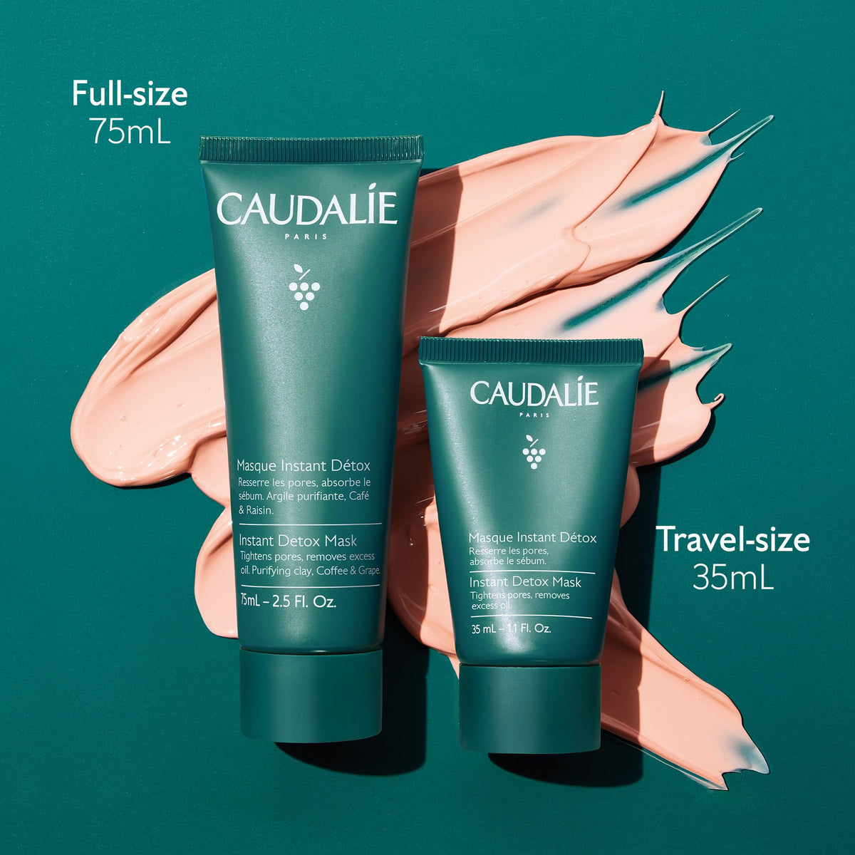Caudalie Vinoclean Pore Minimising Instant Detox Mask, Pink Clay, 35ml