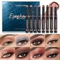 XINYUNXIN 8PCS Eyeshadow Stick Soft Creamy Matte Shimmer Eye Shadow Pencil Crayon Highlighting Pigmented Shiny Eyeshadow Pencil Waterproof Classy Shimmer Eye Shadow Sticks Set (A)