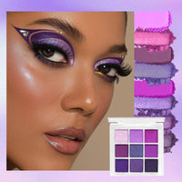 LYNTYAOU Purple Eyeshadow Palette, Pink Make-Up Palettes Shimmer Eye Shadow, Highly Pigmented Matte Shimmering Cool Make up Set, 9 Colour Waterproof Longlasting Eye Shadow Palette