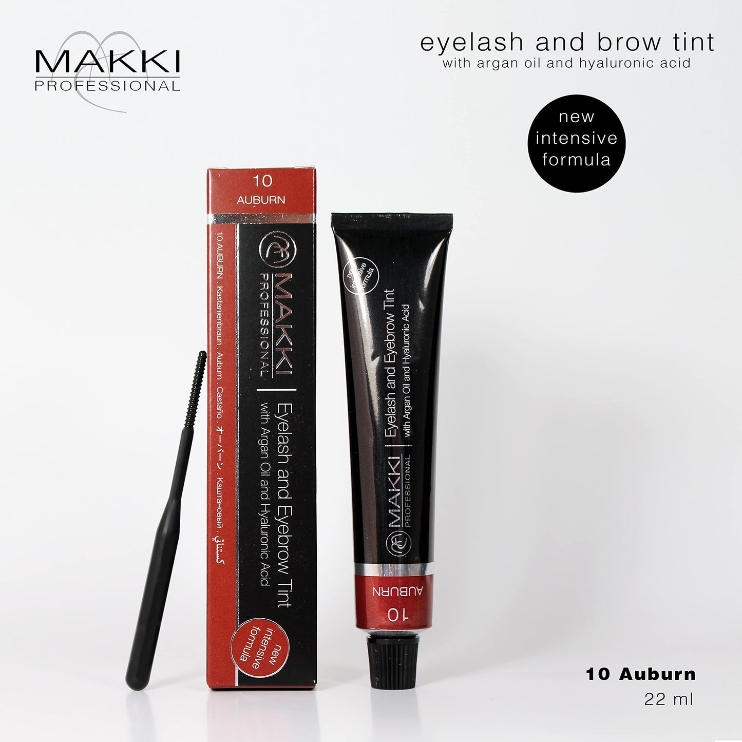 10 Auburn Makki Professional Intensive Eyelash and eyebrow tint dye with argan oil & hualuronic acid 22ml