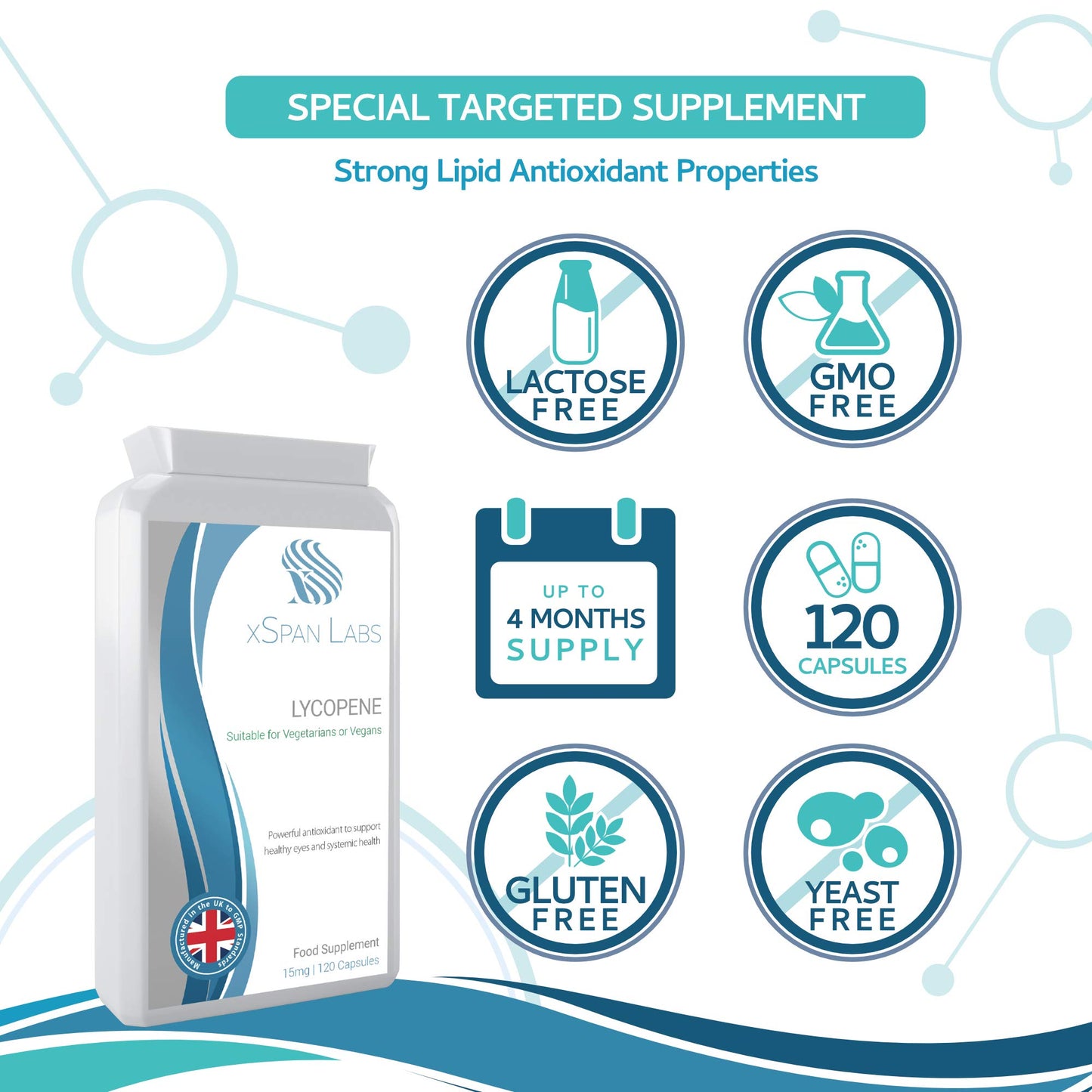 Xspan Labs xSpan Labs Lycopene 15mg, 120 Capsules - Special Targeted Release