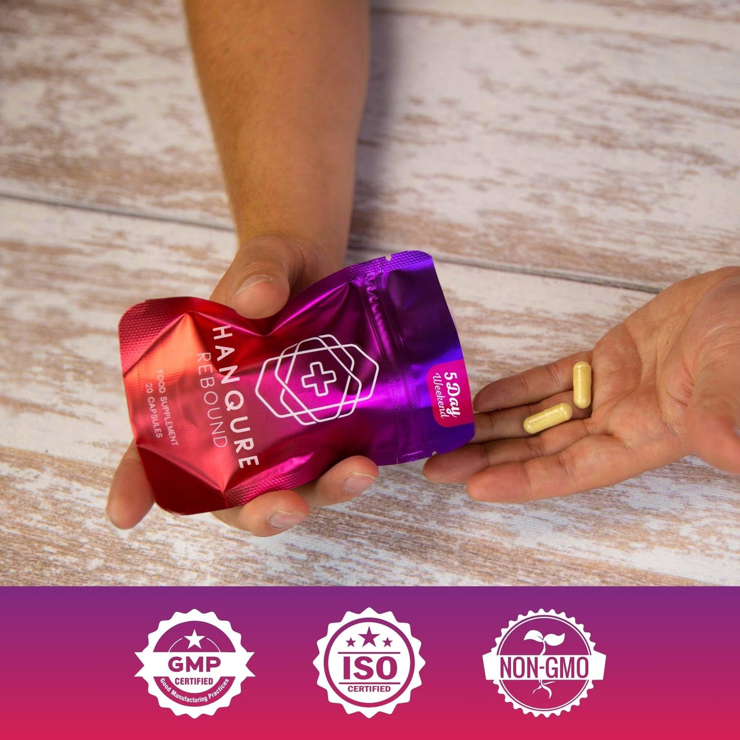 Hanqure Rebound, Includes Vitamin B1, B6, B12, & C + Magnesium and Rosemary Leaf Extract | Food Supplement, 20 Vegan Capsules, Made in The UK