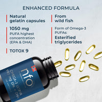 NFO Omega 3 Ultima [120 Capsules] Norwegian Fish Oil with an Effective Formula with high Concentration of EPA:DHA Natural PUFA Premium Complex Made of Freshly Caught Wild Fish Produced in Norway