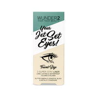 WUNDERBROW WUNDER2 JET SET EYES Makeup Eyeliner Pencil Set of 3 Long Lasting Waterproof Eye Liners, Black, Cream, Green