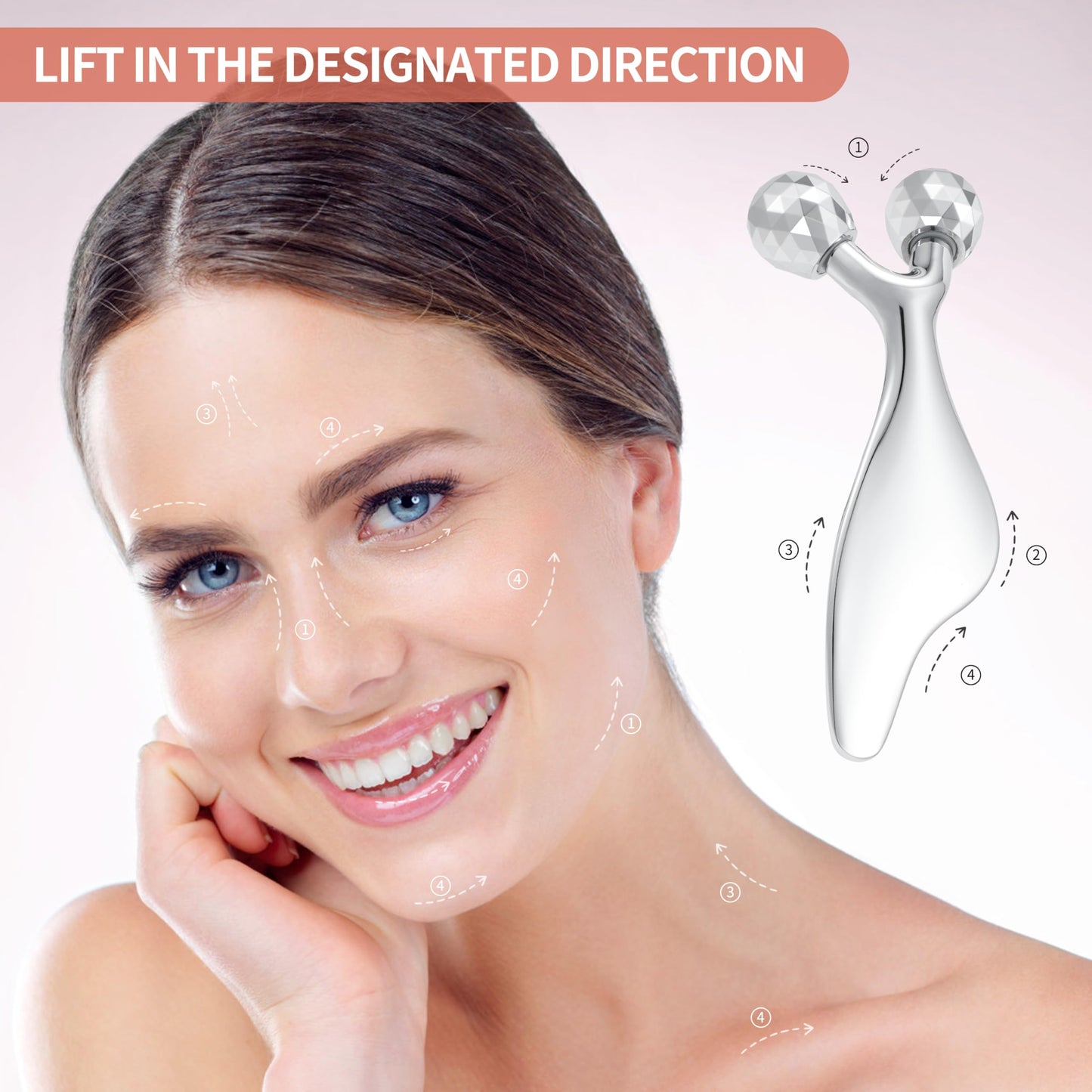 Running man Facial Roller Massager- Improves Complexion, Remove Eye Wrinkles, 3D Metal Face Massage Tool -Increase Firmness and Anti-Aging, Face Roller-Tightens & Tones Skin Appearance.