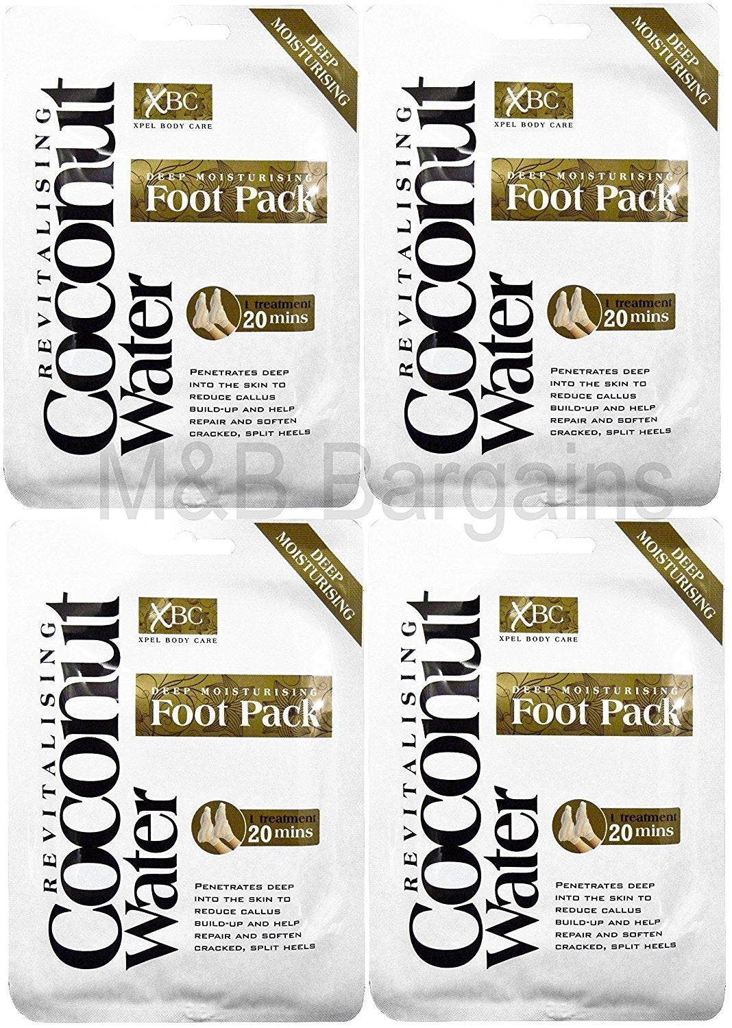 XHC 4 x Treatment Deep Moisturising Revitalising Coconut Water Foot Pack