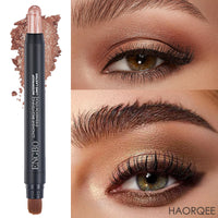 HAORQEE Eyeshadow Stick, Glitter Gold Eye Shadow Pen Cream Metallic Shimmer Dual-Ended Eyeshadows Pencil Crayon Brighten Waterproof Long Lasting High Pigmented with Brush Eye Makeup for Women