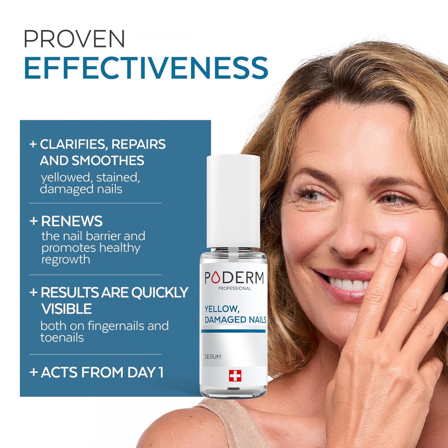 PODERM - Yellow & Damaged Nails - Improves the appearance of the nail - Clarifies, Smooths & Nourishes the nail - 100% Natural Ingredients - Professional hand/foot care | Easy & Fast | Swiss Made