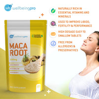 WBP Maca Root 6000mg Tablets (6 Month Supply) - Super Strength Vegan Extract - Eco & Letterbox-Friendly Compostable Packaging - Premium Quality GMP Certified Peruvian Maca Made in the UK - 180 Tablets