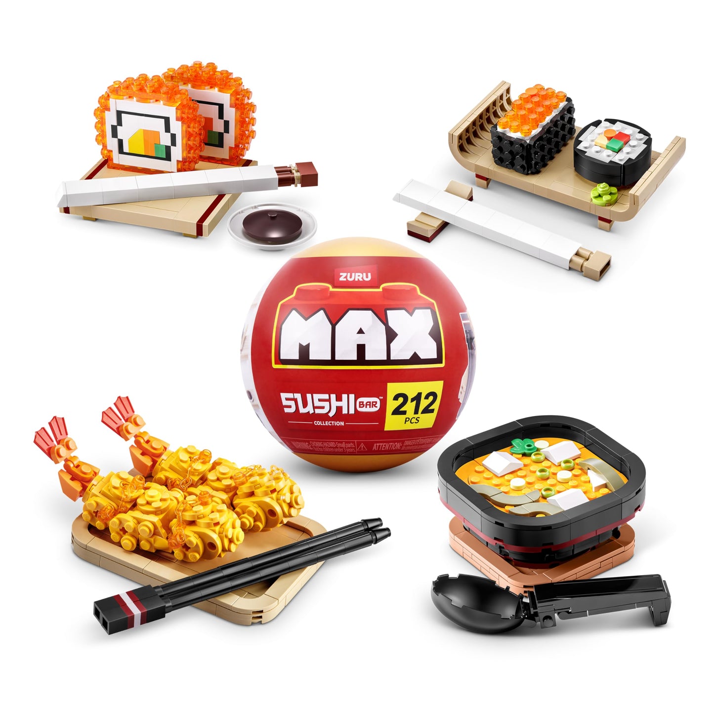 Max Build More Premium Sushi Bar Collection (Tempura) by ZURU, Building Bricks for Teens, Adults and Collectors