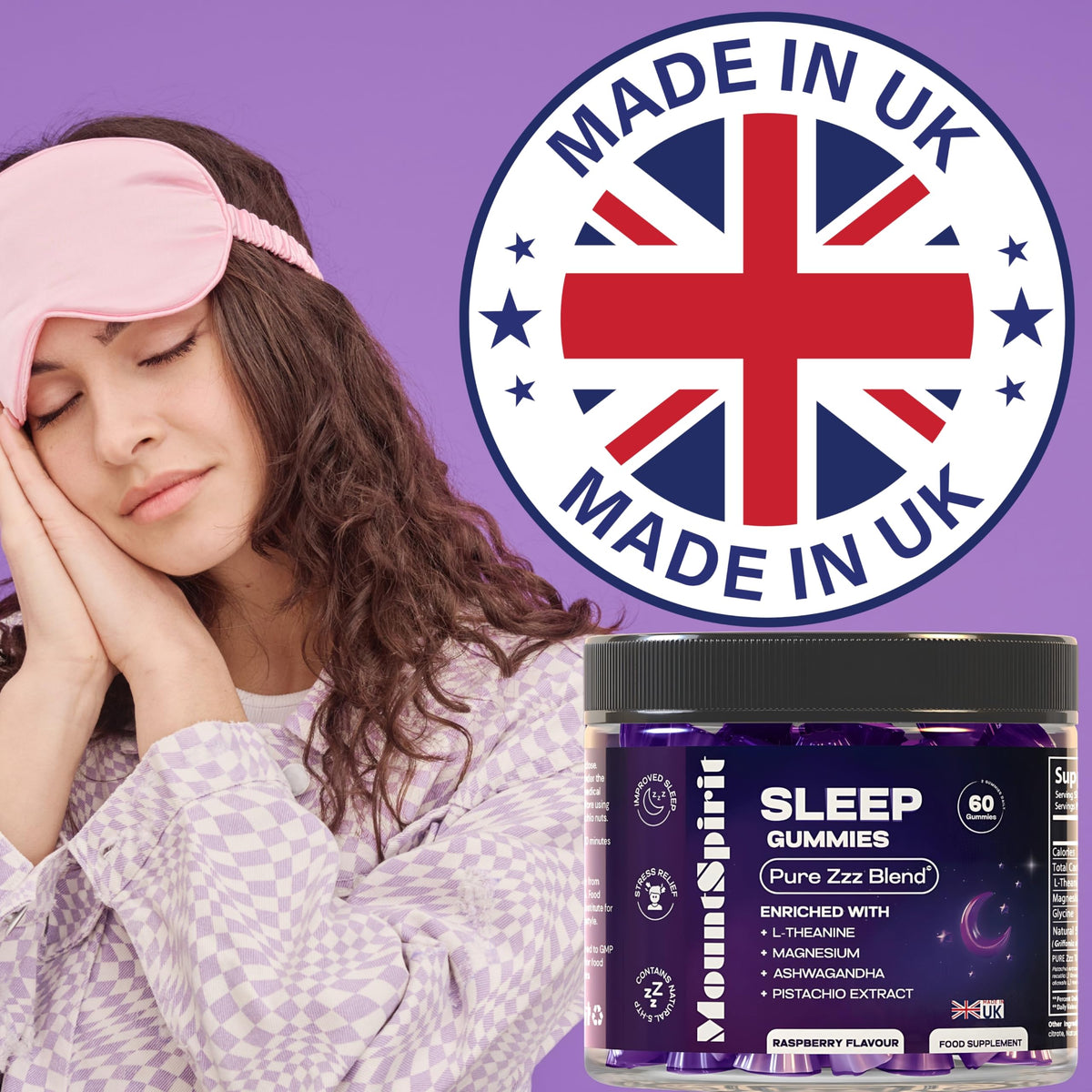 MountSpirit Sleep Gummies | 5-HTP | Zzz Blend ™ Formula for a Restful Night’s Sleep| L-Theanine | Magnesium | Glycine | Chamomile | Lemon Balm | Chamomile | Valeria | Lavender