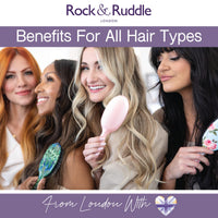 Rock & Ruddle Natural Pure Boar Bristle Hair Brush for Women & Kids (Small/Travel Size, 17.5cm) - Great for Wet & Dry Hair, Detangling Smoothing Blowdrying - Designed & Made in UK - Giraffe