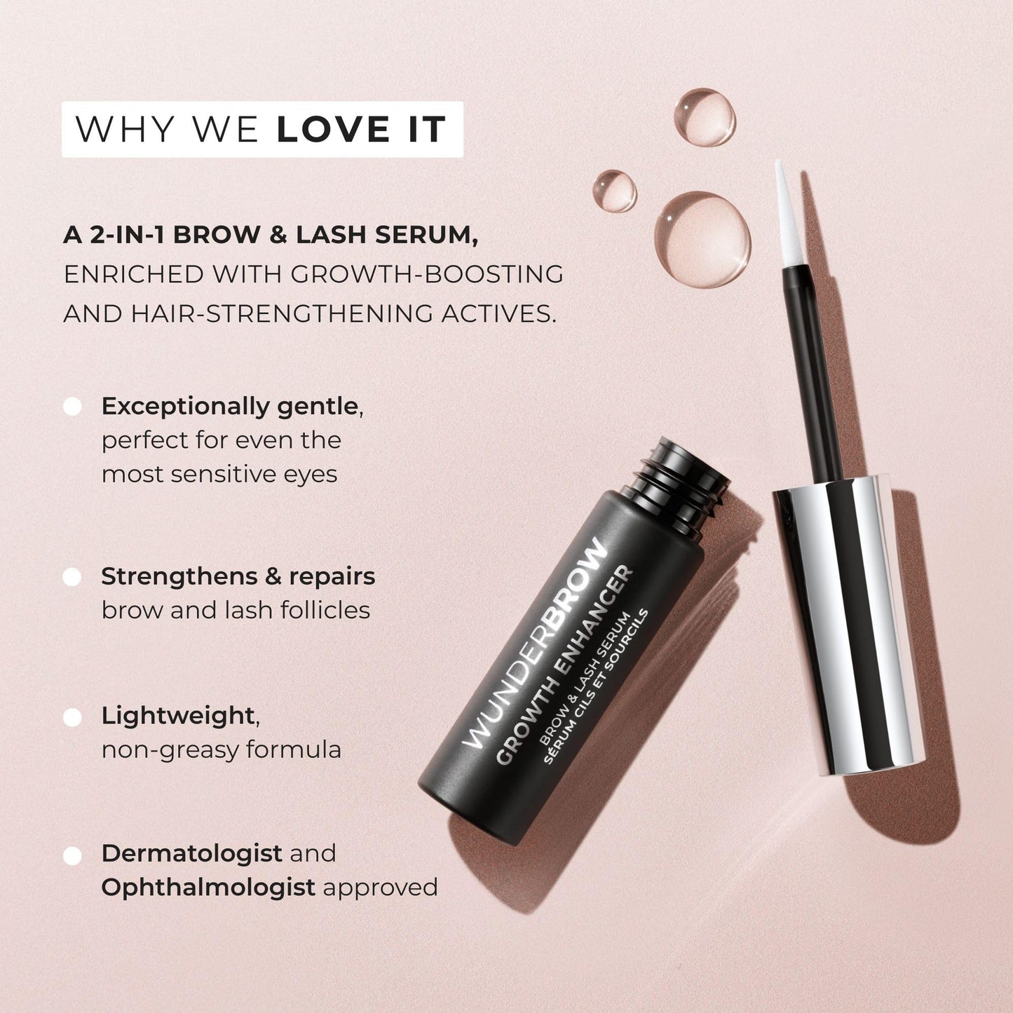 WUNDERBROW Wunderbrow Growth Enhancer Brow & Lash Serum, 2-in-1 Growth Serum For Fuller, Thicker, Healthier Brows & Lashes, Clinically Tested Formula, Visible Results in 6-8 weeks