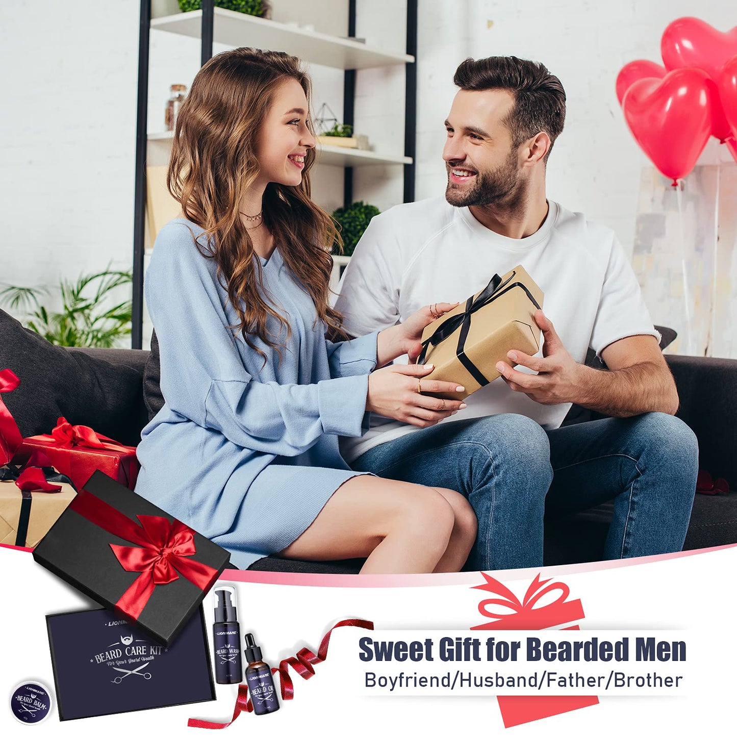 Beard Care Kit for Men Gifts, LIONMANE Beard Grooming Set, Moisturize Beard
