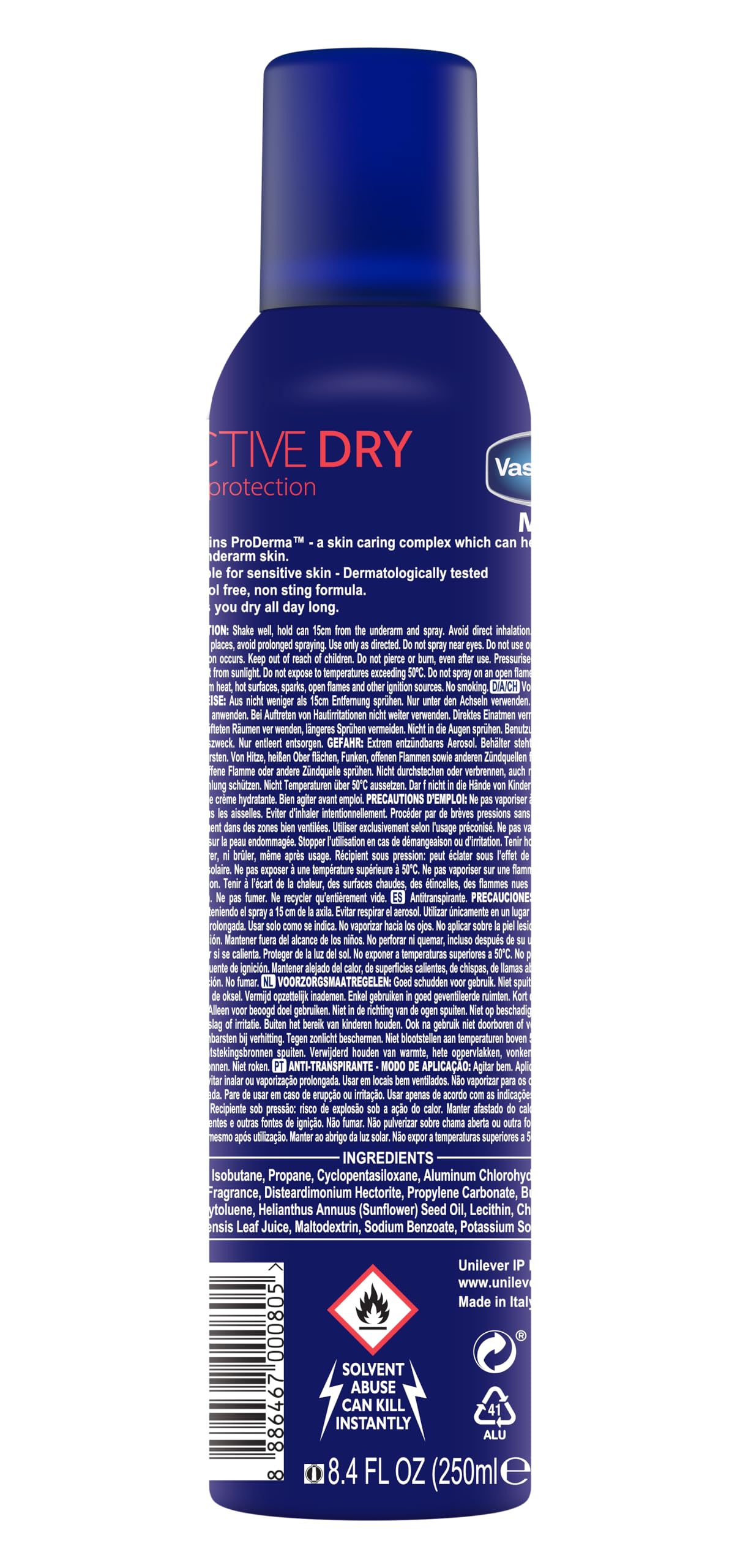 Vaseline Men Active Dry 48h 250ml