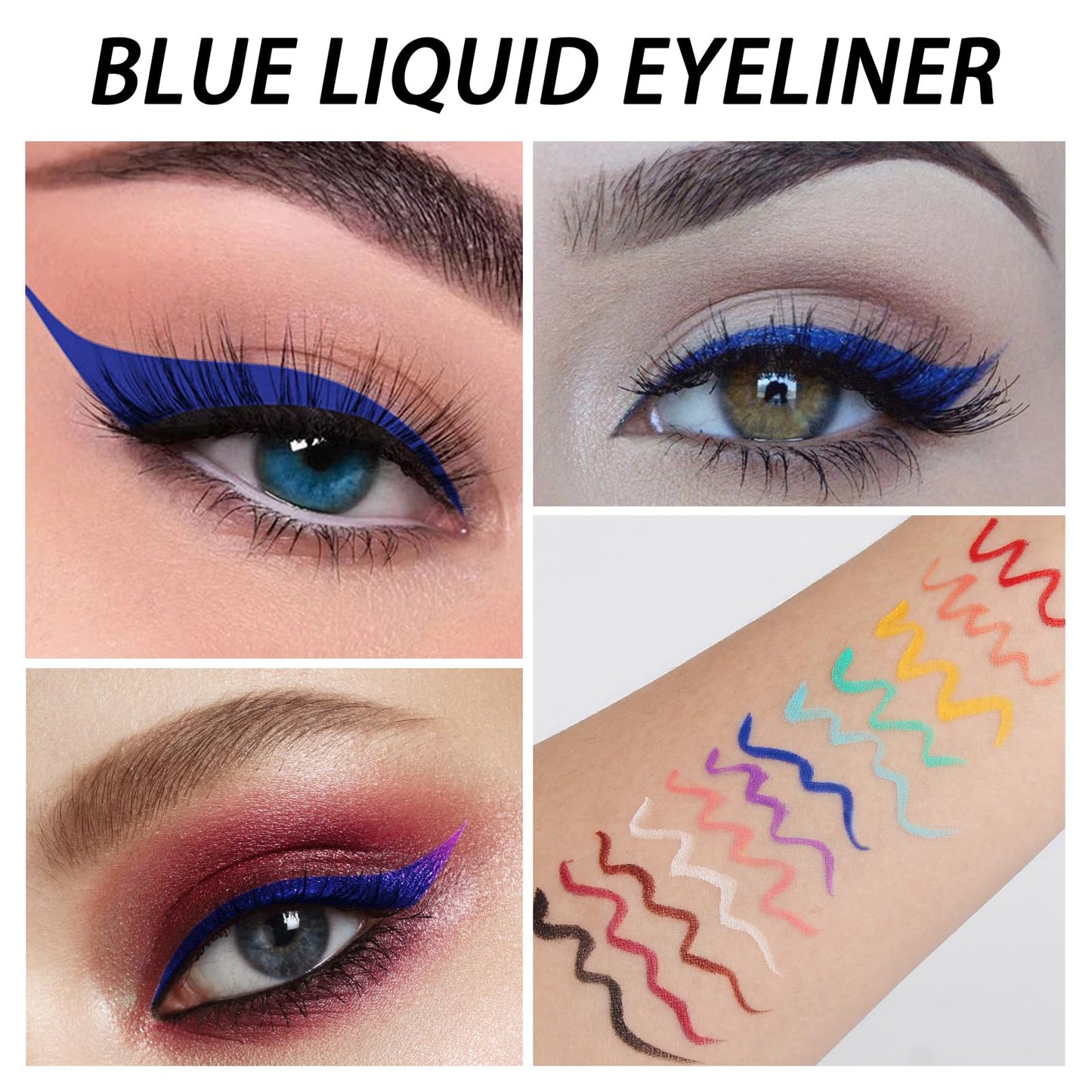 FresFresi Royal Blue Matte Liquid Eyeliner - Waterproof & Long-Lasting, Highly-Pigmented Coloured Eye Liner for Makeup - Eye Makeup Tool Essential