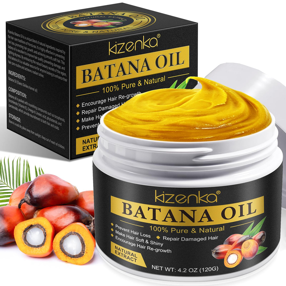Generic Batana Oil for Hair Growth, 100% Pure Unrefined Batana Promotes Hair thickness, Repairs Damaged Hair & Skin, Reduces Hair Loss, Batana Oil for Healthier Fuller Hair (Black)